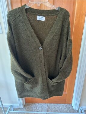 Old Navy Olive Green V-Neck Button-Up Cardigan